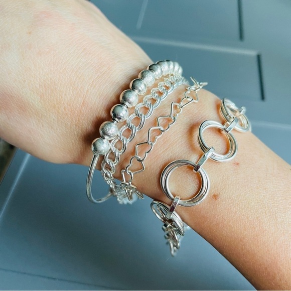 Vintage Rolo Link Double Circles Modernist Toggle Sterling Silver Bracel… - Picture 7 of 8